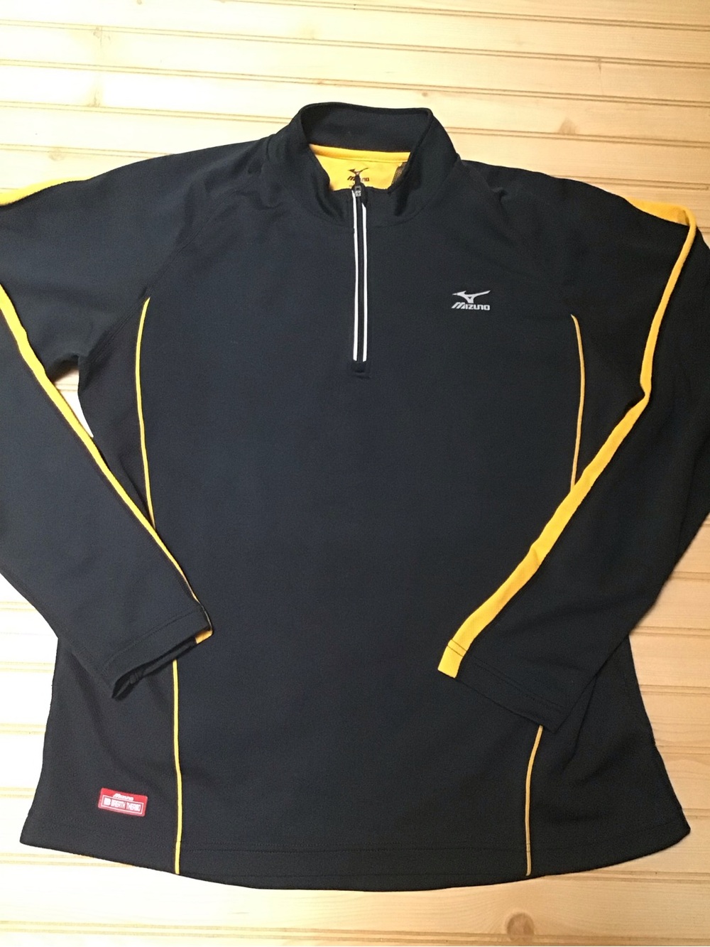 Mizuno Breath Thermo Navy Blue Yellow Gold Trim Quarter-Zip Performance Jacket L